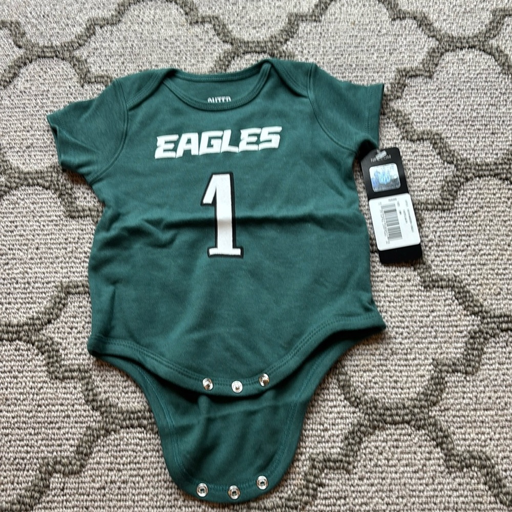 Eagles Onsie, new with tags, Jalen Hurts, 3-6 months